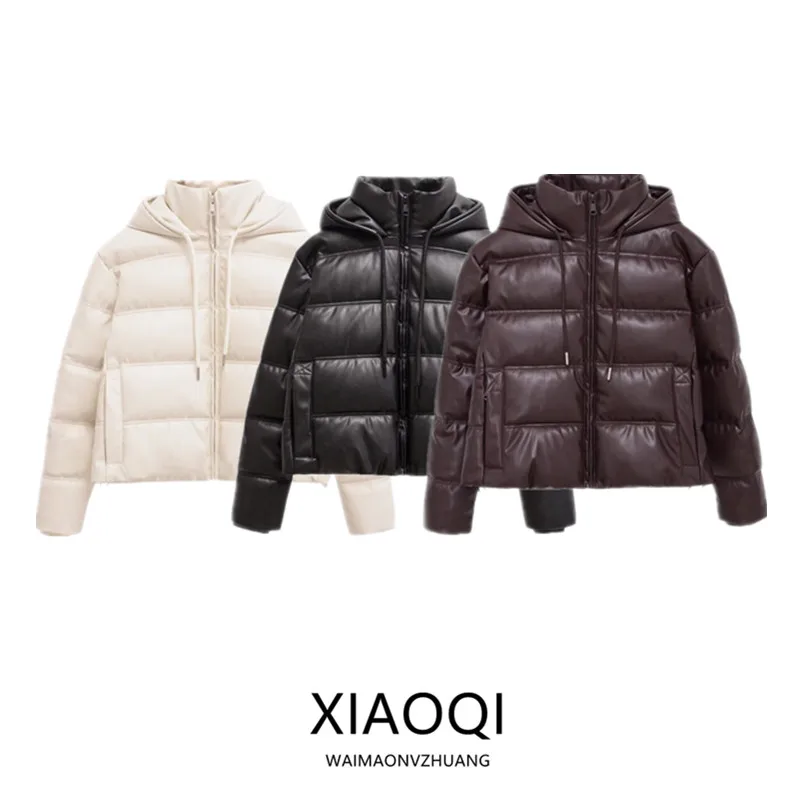 Warmth Women's Faux Leather Jaet Coat Long Sve Windproof Autumn Winter New Arrival Outerwear Casual Sli Zipper Closure