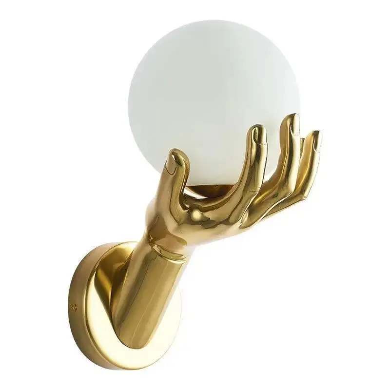 Golden Arm Wall Lamp Modern Art Creative Pendant Light for Living Room Bedroom Bedside High-quality Finger Personalized Lampara