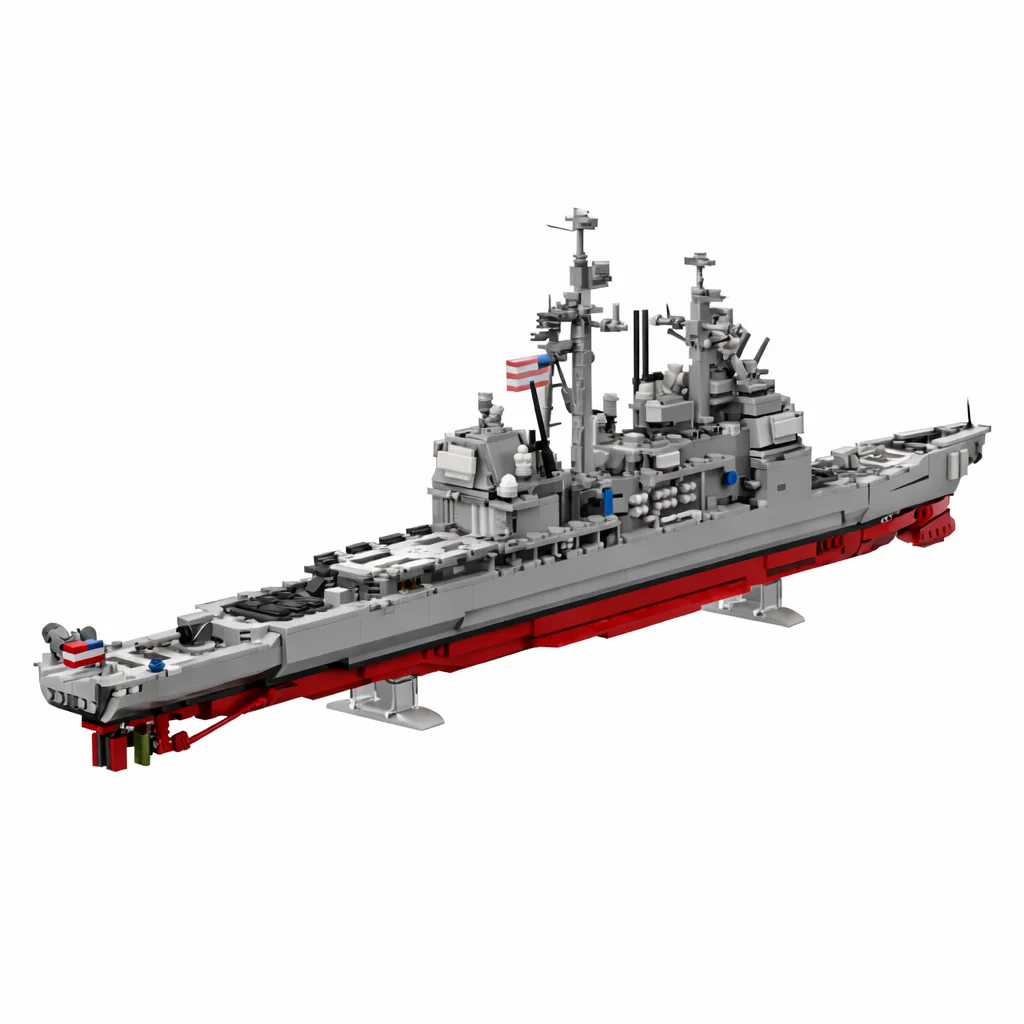MOC 1756PCS Modern Military Battleship Building Blocks Guided Missiles Cruiser Military Building Blocks Adults Fun Man