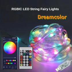 20M WS2812B Fairy Light Bluetooth LED String RGB Dream Color Addressable Party Christmas Lights Wedding Decoration Garland 5VDC