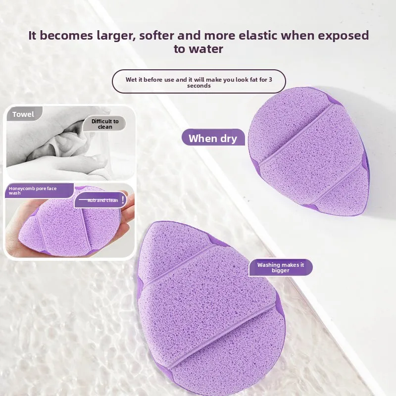 Esponja de limpieza facial súper grande portátil con bolsillo de inserción manual expande en agua para eliminación de maquillaje y limpieza profunda
