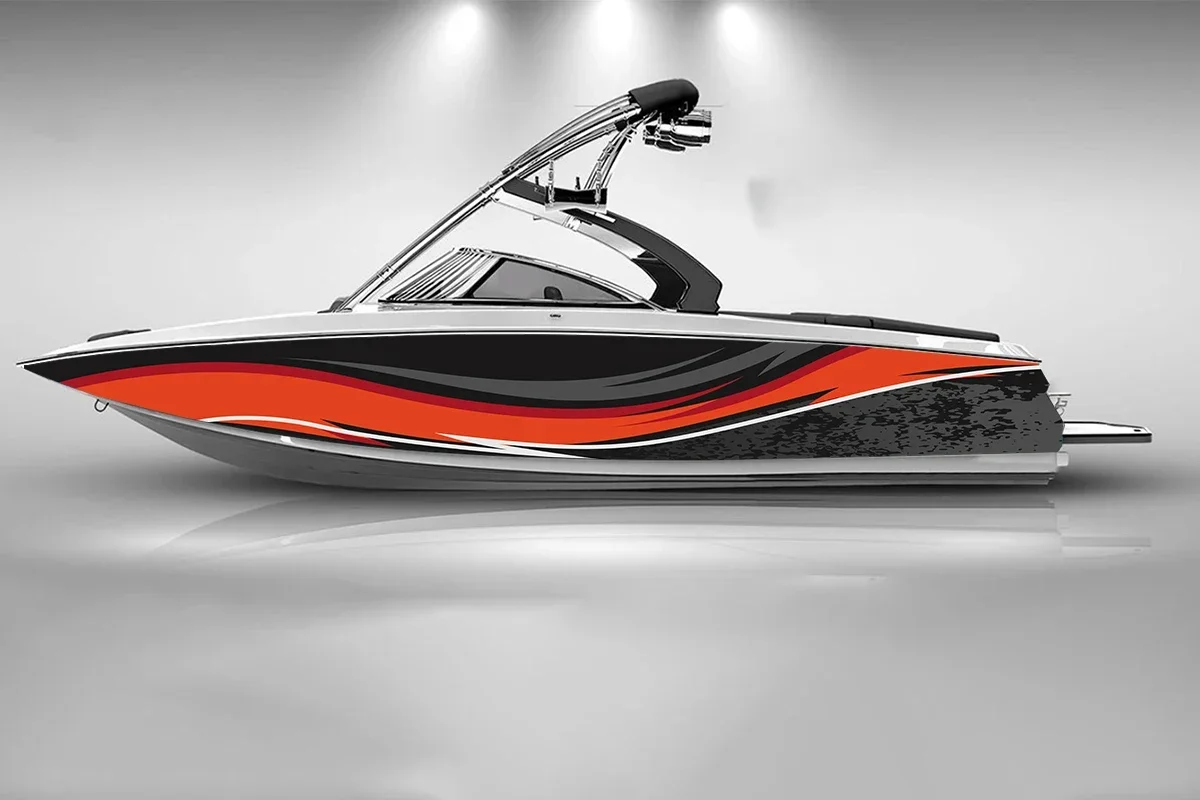 

Minimalist Lines Colorful Vector Graphics Cool Boat Sticker Vinyl Ship Pontoon Deck Boat Fishing Decorative Pontoon Boats Decal