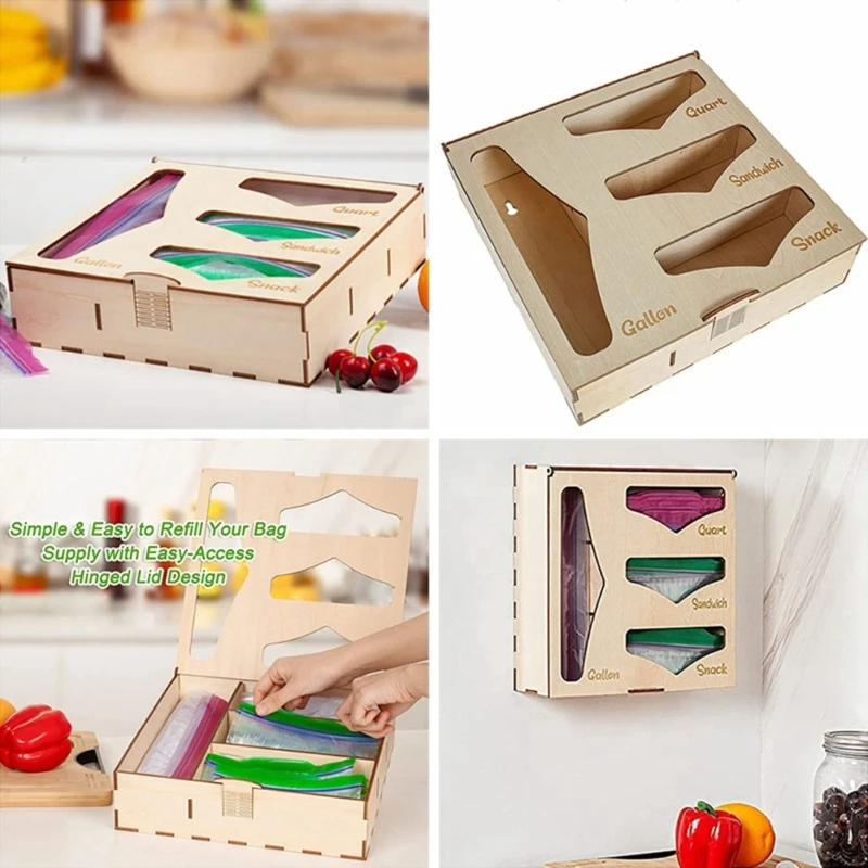 Bag Storage  for Kitchen Drawer Ziplocks Bag  Sandwich Bag Storage Box for Variety Size Slider Bag