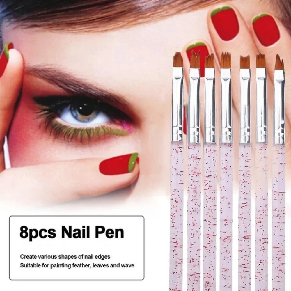 8 pezzi di pennelli per nail art in polvere acrilica, sfumatura francese, punte per gel UV, decorazione, set di pennelli per pittura all'ingrosso