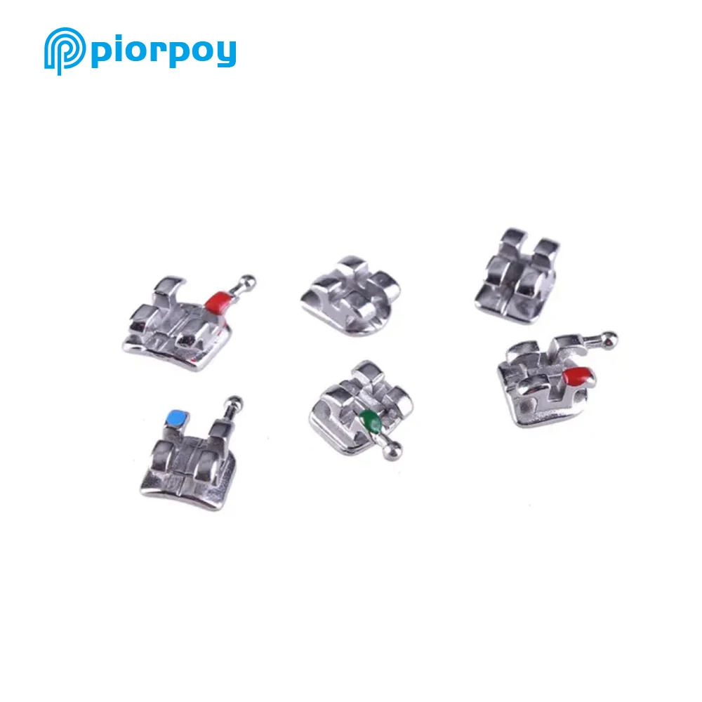 PIORPOY Dental Orthodontic Brackets Metal Braces For Teeth Split Mini Roth MBT Slot 022 Hooks 345 Ortodoncia Material 20 Pcs/Kit