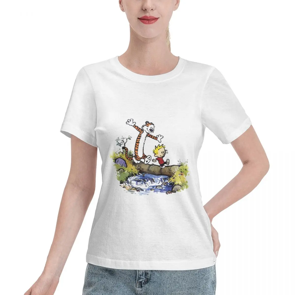 Bargain Price Calv Playing Water Women's T-shirt Minimalist Outfit Vintage Women Top