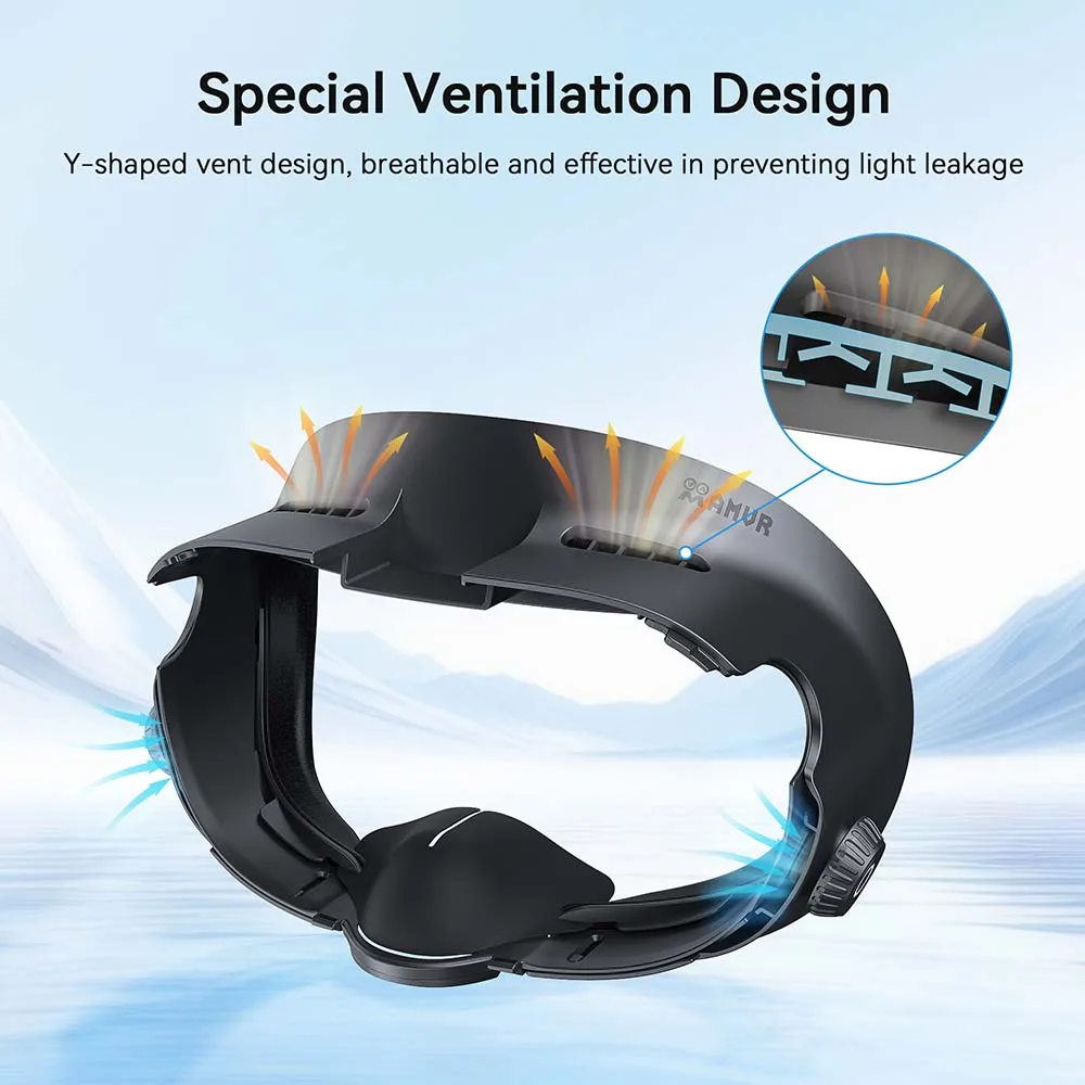 AMVR Latest Version PU Leather Face Mask Cover for Meta Quest 3 Facial Interface Ice Silk Fabric Replacement Pad VR Glasses Part