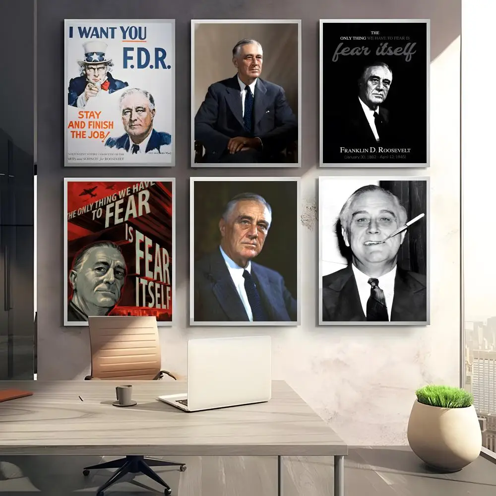 politician reformist F-Franklin D. R-Roosevelt Poster Poster Sticky Waterproof Coffee House Bar Room Wall Decor Gift