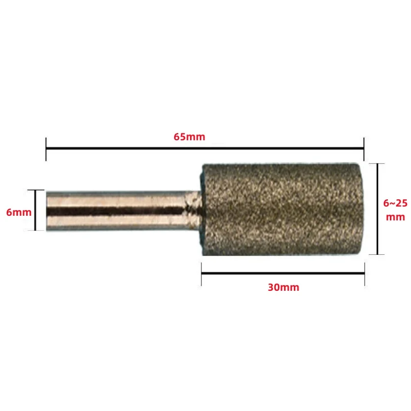 6mm Shank Cylinder Type Grinding Head Abrasive Wheel Jade Jewelry Bracelet Glass Stone Carving Polishing Tool Burrs Bit