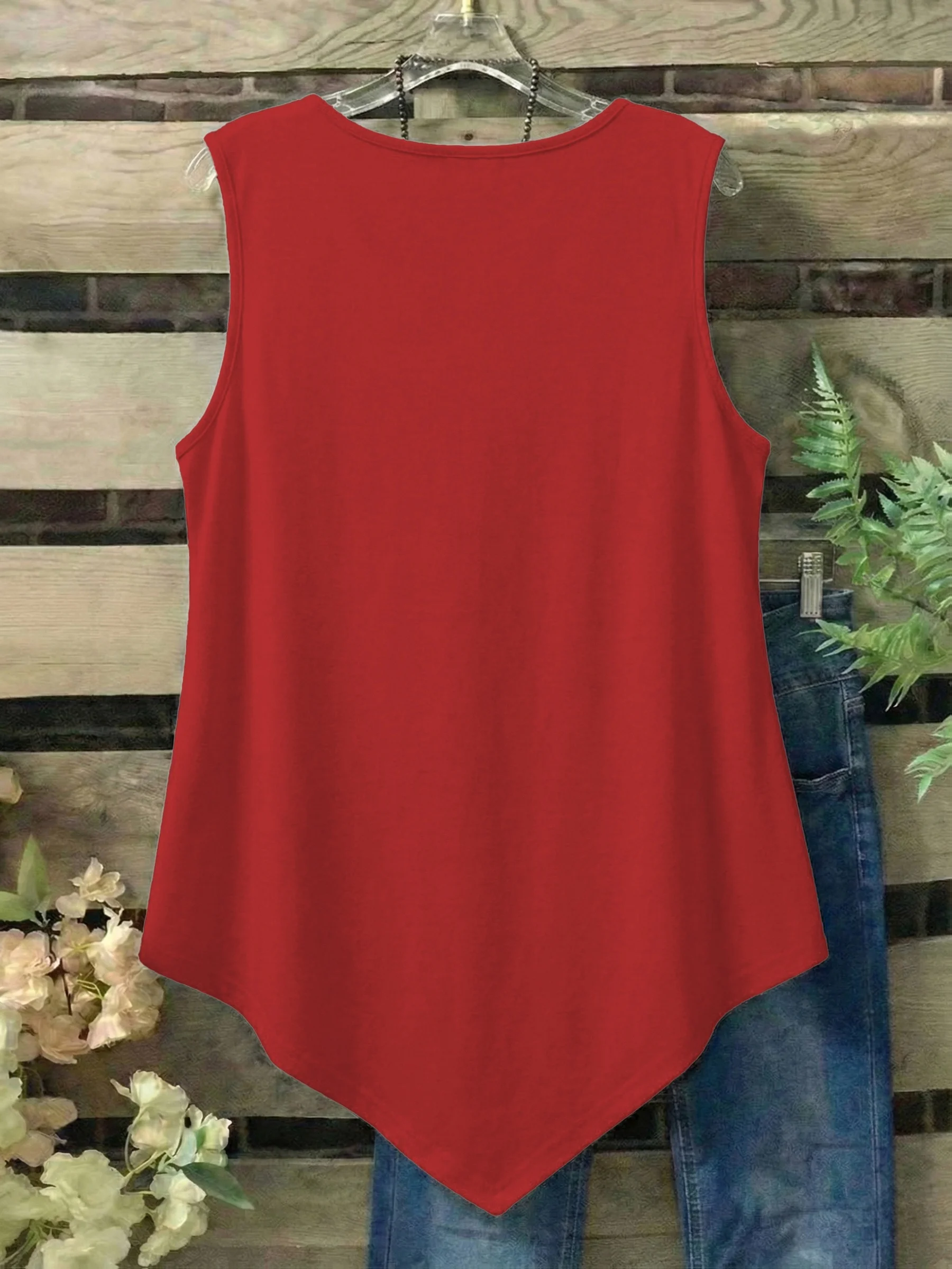 Ärmelloses Damen-Top in Übergröße mit Knopfdetail für mühelosen Stil – Detail 17