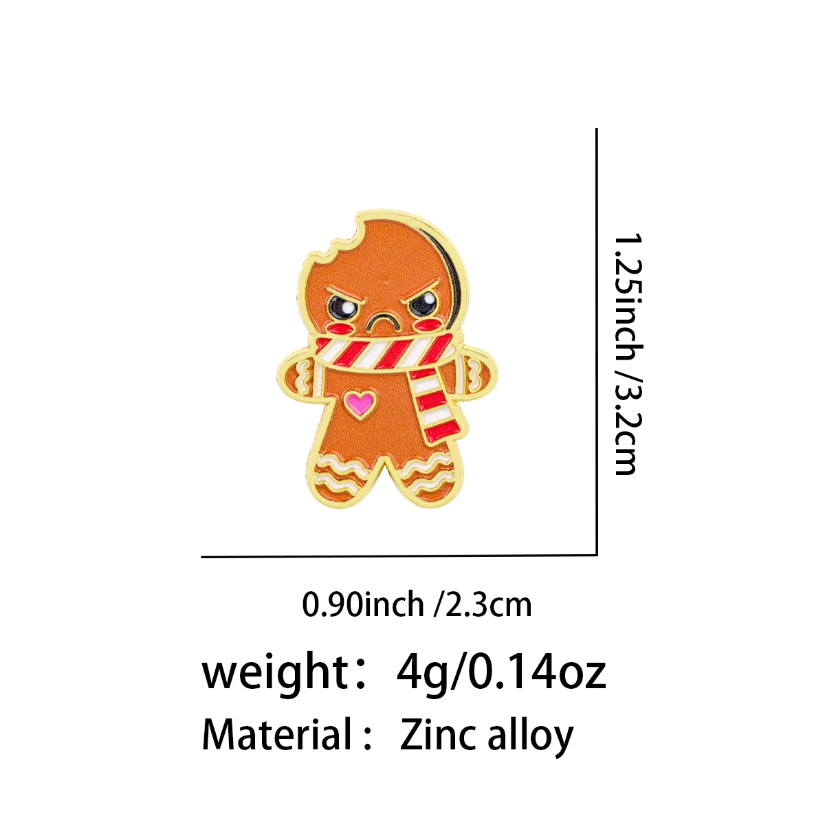 Angry Gingerbread Man Enamel Pin Cute Brooch Pines Lapel Pins Badge on Backpack Fashion Jewelry Christmas Gifts