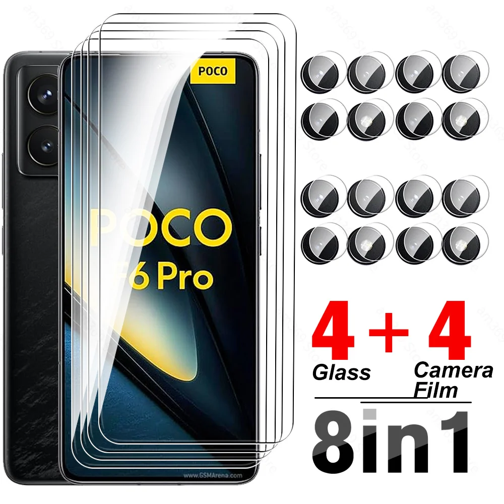 8in1 Tempered Glass For Xiaomi Poco F6 Pro Poko F6Pro Poxo Pocophone Little F 6 6F PocoF6 PocoF6Pro 5G Camera Screen Protectors