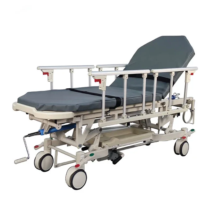 

BDEC02 Height adjustable Patient Transfer Bed Movable Medical Emergency Patient Stretcher Trolley With Two Sides Of Side Rail