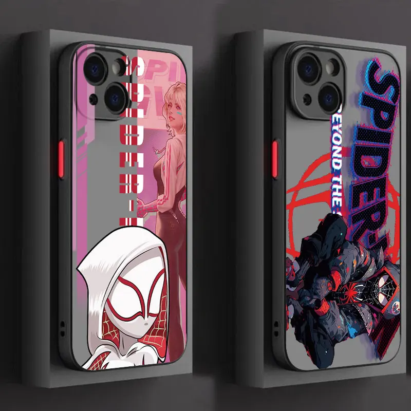 Spider Man Into the Spider Verse For iPhone 15 14 13 12 11 Pro Max XS Max X XR 7 8 Plus 6S 5S Frosted Translucent Phone Case