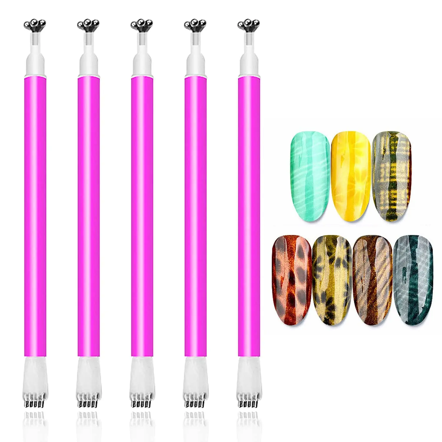 1/5 Teile/satz Stücke Nagel Magnet Stick Cat Eye Magnet Werkzeug Doppel-Headed Blume Design Nail art Magnet stift für Salon