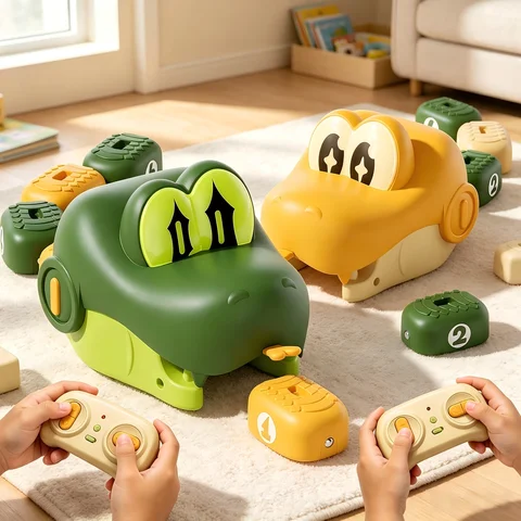 Magnetic Eating Snake Remote Control Car Toy for Boys Dual Player Battle Greedy Bean Children's Birthday Gift