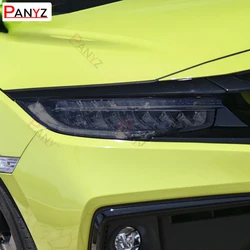 For Honda Civic 10th Gen FC/FK 2016-2021 2pcsCar Headlight Protective Tint Film Smoke Black Transparent TPU Transparent Sticker