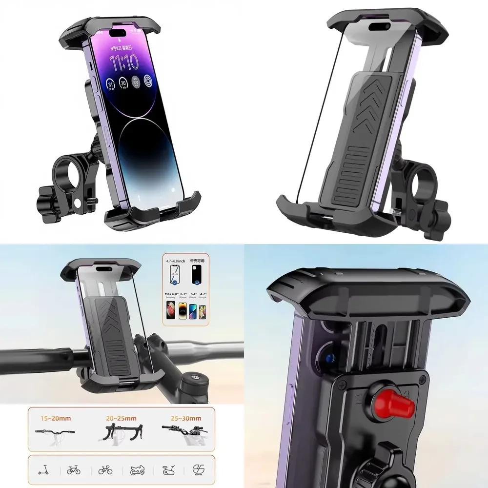 Anti-Shock Rotatable Flexible ABS Phone Holder for Cycling Motorcycle Scooter Mountain Bike Handlebars Universal