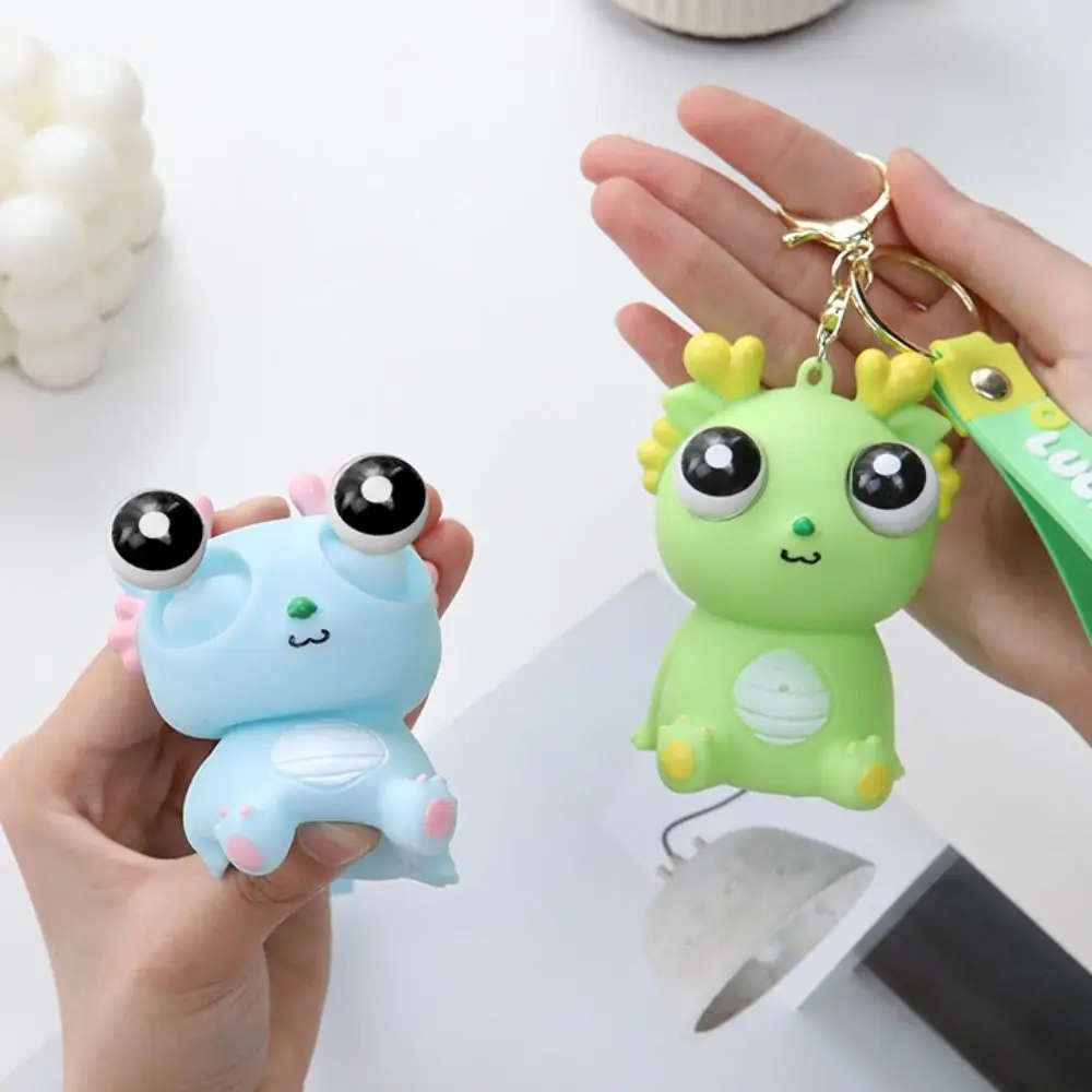 Simulation Dragon Burst Eye Dragon Keychain Novelty Doll Funny Pop-eyed Dragon Pendant TPR Cartoon Animal Dragon Squeeze Toys