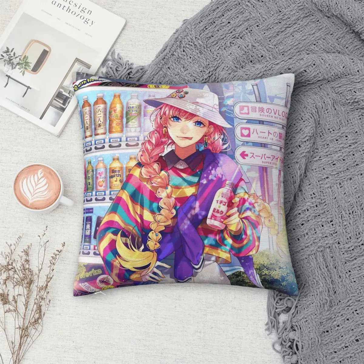 Singer Chico With Honeyworks Anime Square Pillowcase Pillow Cover Cushion Decor Comfort Throw Pillow for Home Sofa