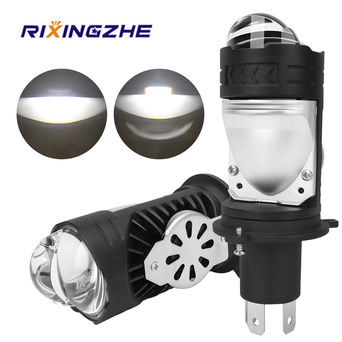 

1/2pcs H4 LED Bulbs Motorcycle Headlight Super Bright Spotlight 12V Hi/Lo Beam Lamp White 6000K DRL Driving Lamp Projector Lens