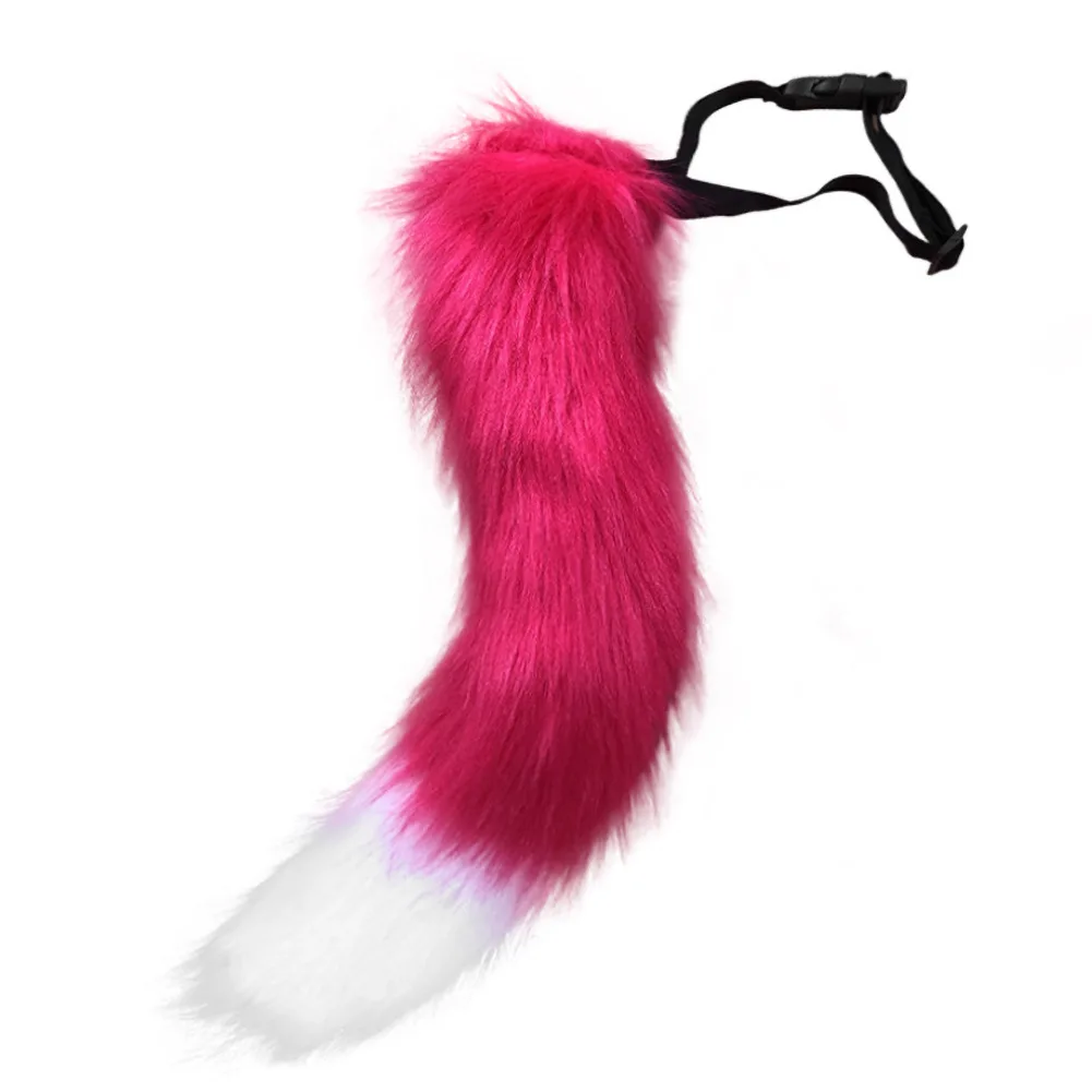 Pink Imitation Fur Fox Long Tail 50Cm Cat Animal Furry Cosplay Halloween Party Costumes Prop Animal Tail Performance Accessories