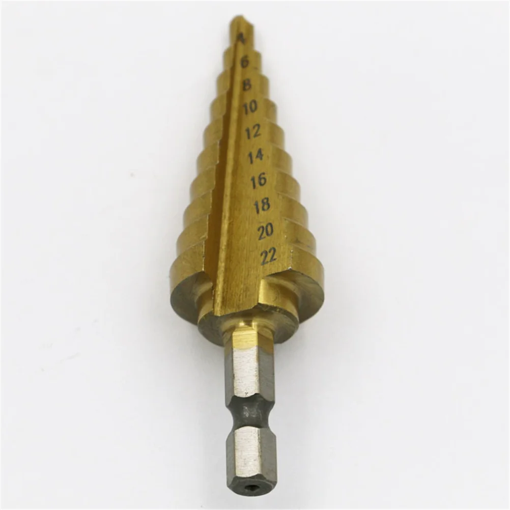 1pcs HSS Steel Titanium Step Drill Bit 4-22mm Step Cone Cutt Tools Woodworking Wood Metal Drill Bit Set