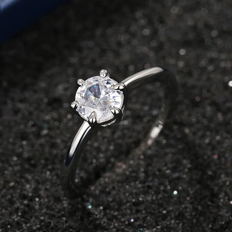 Huitan klassische und einfache runde Zirkon Frauen Ringe zeitlosen Stil Hochzeit Verlobung zubehör hochwertige heiße Schmuck – Detail 10