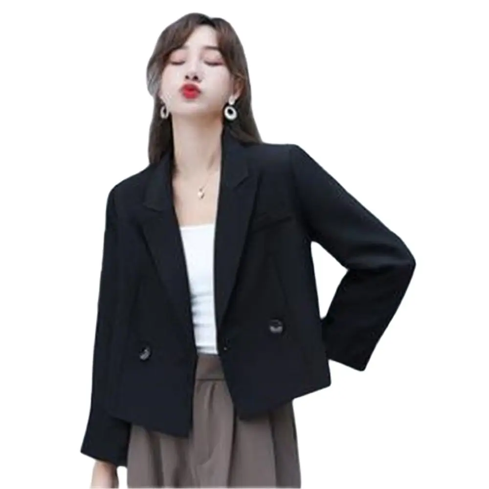 Blazers Women Minimalist Elegant Cropped Ol High Street Spring Ulzzang Leisure Classic Outwear Trendy Solid Suit Top Coat Jacket