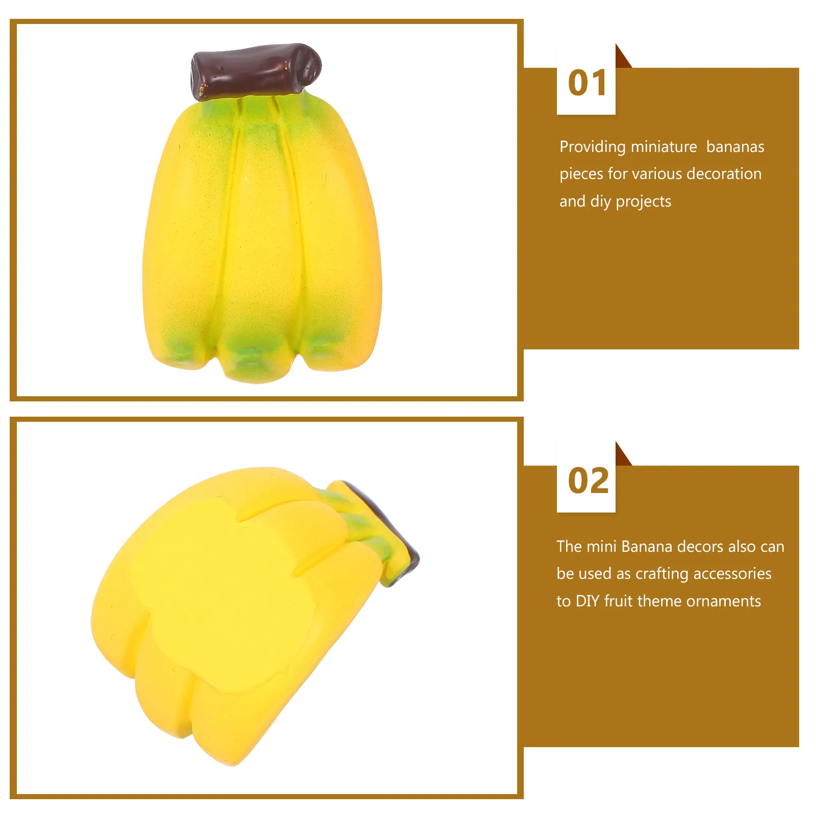 24Pcs Mini Artificial Bananas Lifelike Bright Yellow for Miniature Kitchen Accessories DIY Craft Decoration Faux Food - view 6