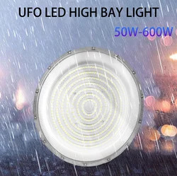 LED UFO High Bay Light 50W-600W AC85-265V Cold White Brightness IP66 Waterproof And Dustproof For Outdoor Garden Wall Industry