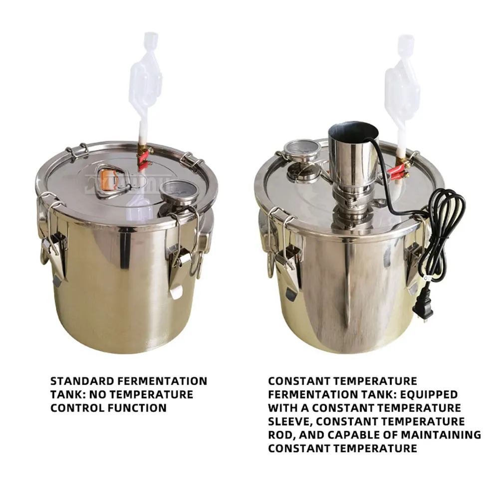 Temperature Controlled Sealed Fermentation Barrel with Auto-Exhaust Valve for Home Brewing Wine Beer Fruit Enzyme