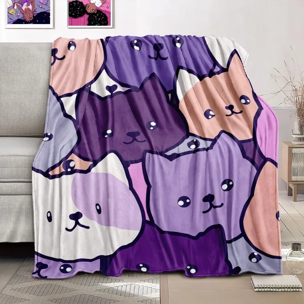 

Одеяло с милым кошачьим принтом — фиолетовое для девочек, женщин, детей, мягкое для кровати, дивана, гостиной, всесезонного использования