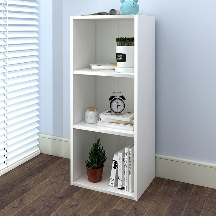 

Cheap Price Living Room Office Natural Oak White Bookshelf with Standard 3 Compartments Storage Bookshelf