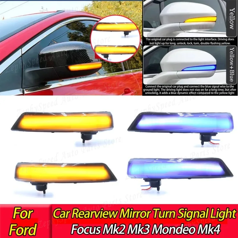 

Car Rearview Mirror Turn Signal Light Rearview Mirror LED Flowing Effect lamp For Ford Focus Mk2 Mk3 Mondeo Mk4 For Body Kits