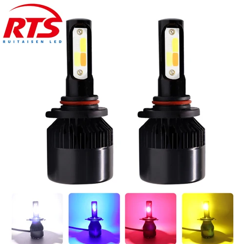 Imagen 1 del producto 2 uds H4 LED 4 colores Flash faro H1 H7 proyector LED H8 H11 HB3 HB4 80W luces LED Auto lámpara coche faros 12V 24V