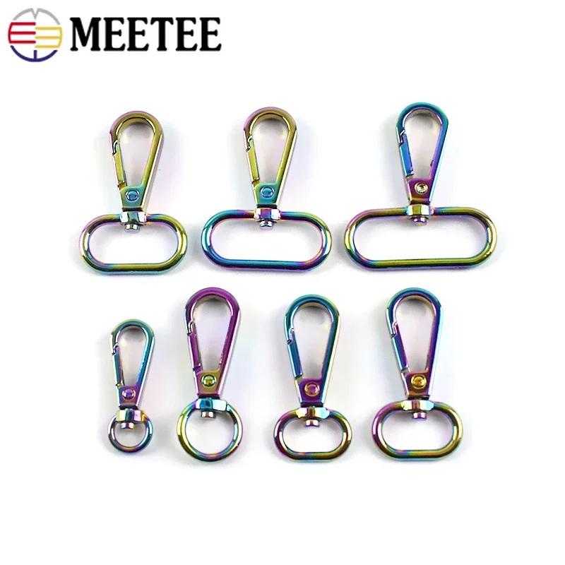 20Pcs 16-50mm Metal Buckles Rainbow Swivel Lobster Buckle Bag Strap Trigger Snap Clip Clasp Webbing Hook DIY Hardware Accessory