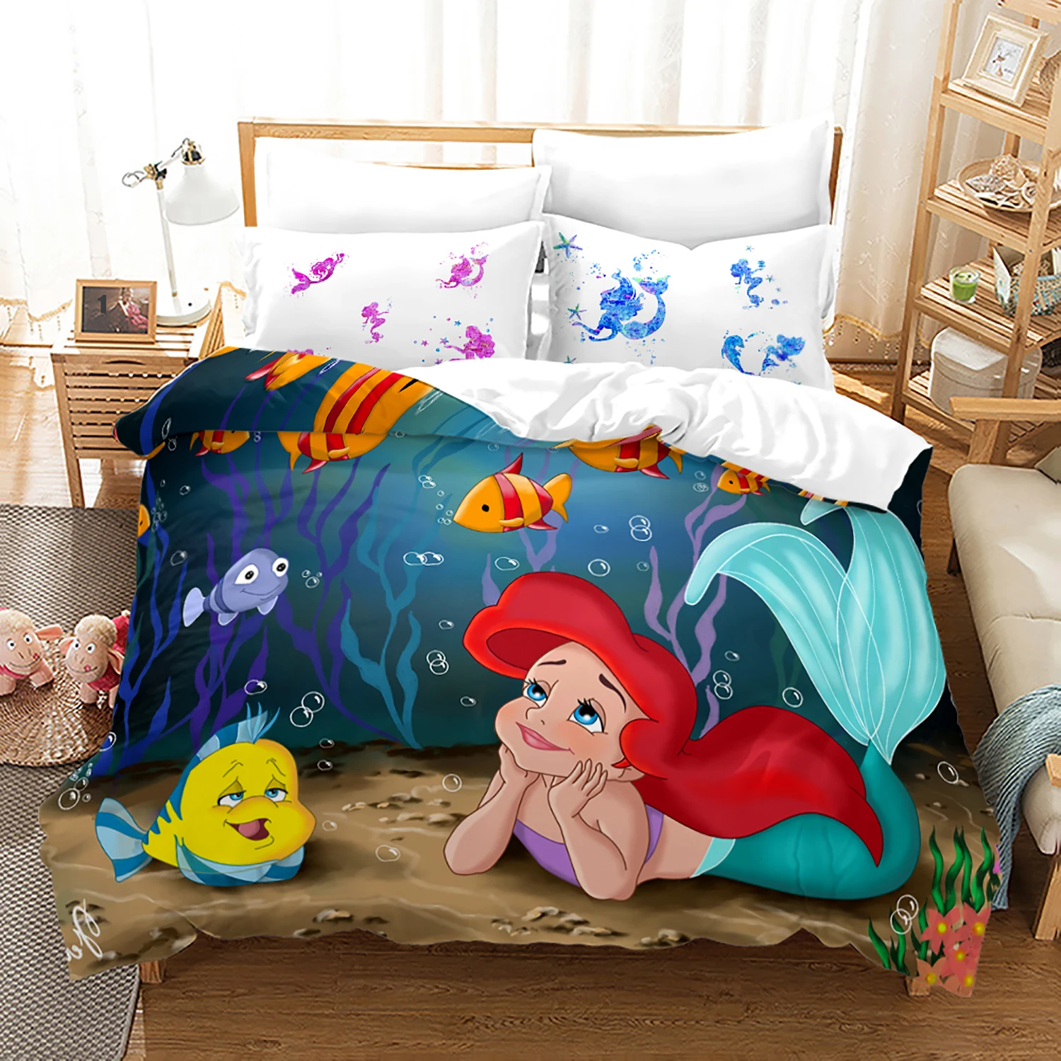 Disney Children Bed Linen,Fantasy cartoon Pink Bedding Set,Hot Sale Bed Linen,Girls Duvet Cover and Pillowcase With zipper