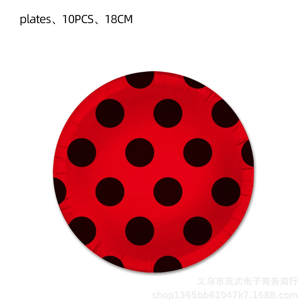 Ladybug Red Theme Tablecloth Balloon Cups Plates Happy Birthday Party Napkins Flags Decoration Banner