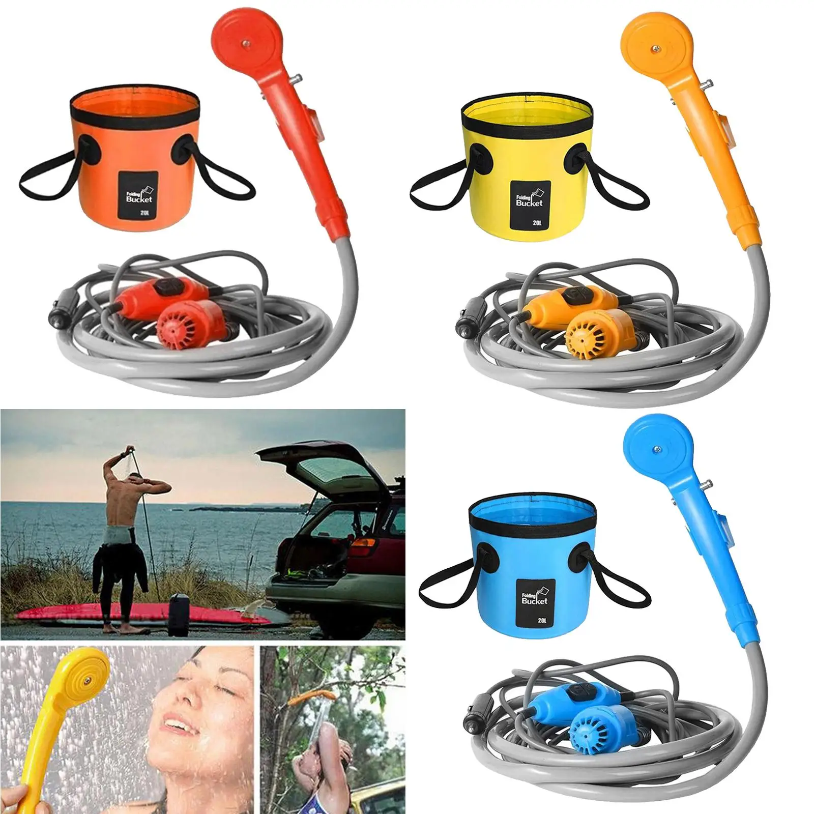Automobile 12V Shower Set Water Pump Travel Trip Caravan Boat Bath