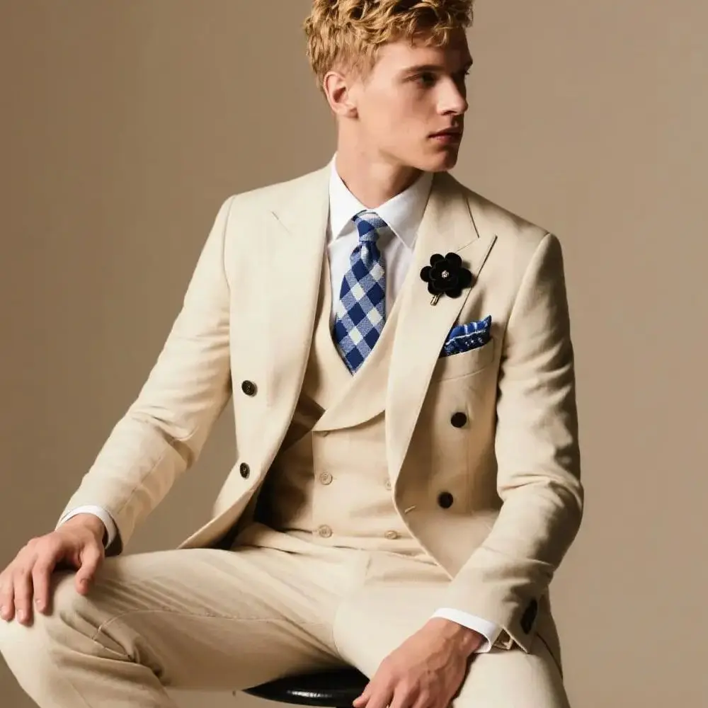 

Suits for Mens Casual Business Suit High-end Slim Fit Party Prom Suit 3 Pcs Set Groom Tuxedos (Jacket+Vest+Pants)