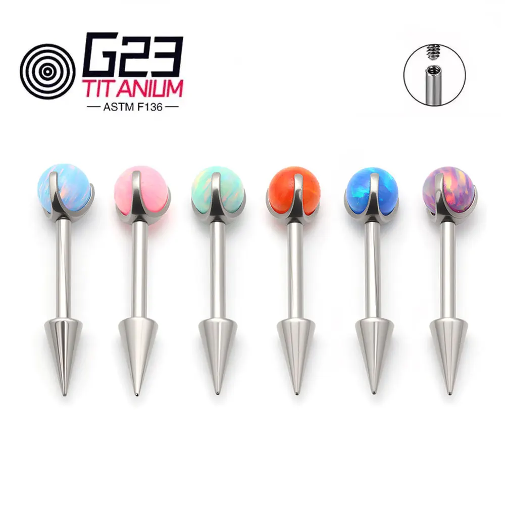 G23 التيتانيوم الداخلية الخيوط أوبال جوهرة شقة الظهر الأذن مربط الزنمة الغضروف اللولب القرط ثقب المجوهرات