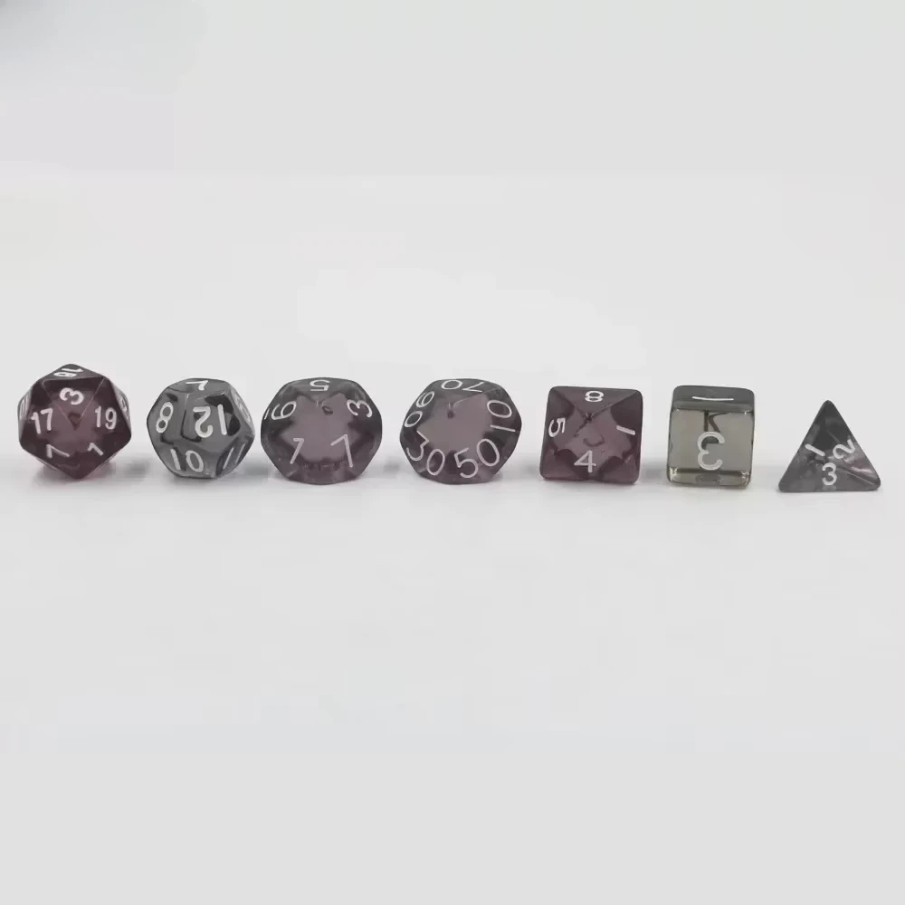 7pcs/lot Transparent Black Polyhedral Dice D20 D12 D10 D8 D6 D4 Table Game Dnd Dice Set Entertainment Number Dice Kit