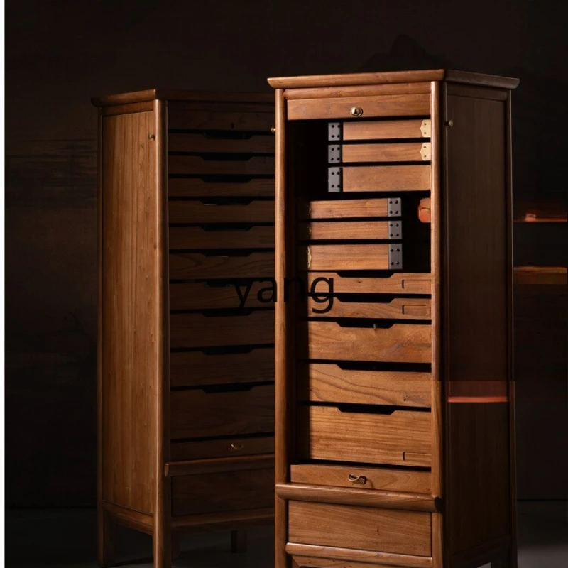 

TGF new Chinese solid wood dental cabinet tea set storage drawer type Wenwan jewelry storage chest cabinet