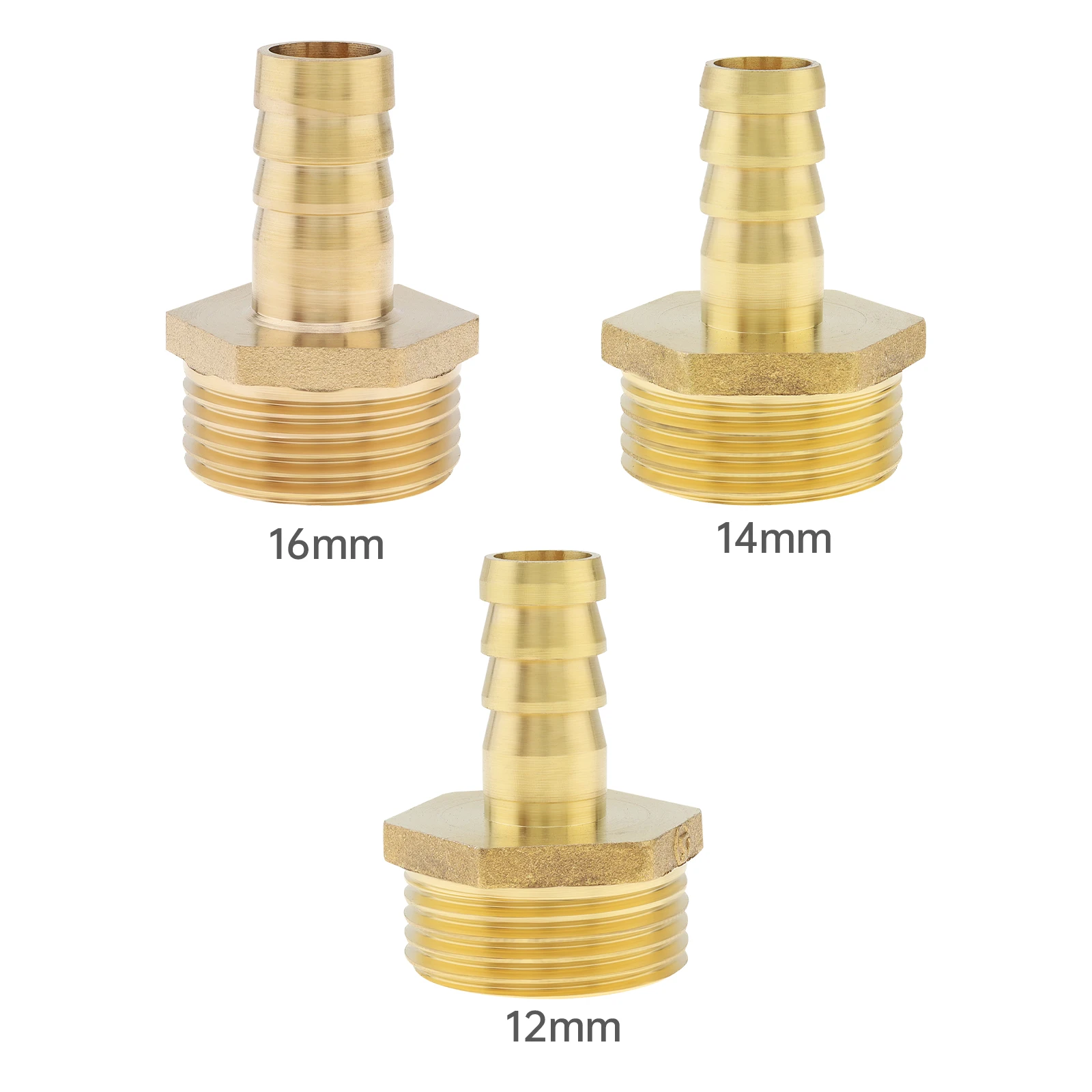 1 pc Hose Fittings Adapter Connector10/ 12/14/16/25MM Brass Hose Barb Fittings for Water / Fuel / Oil