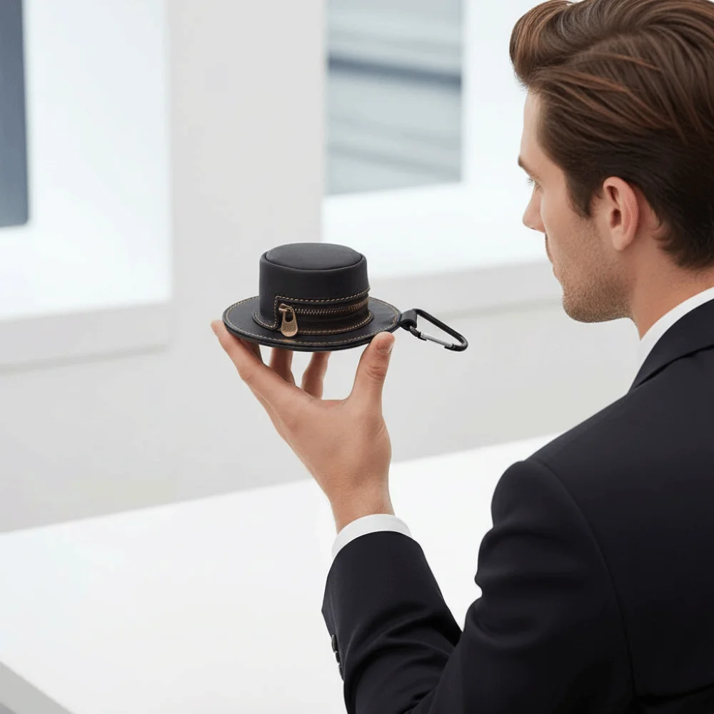 

Кожаный мини-кошелек-подвеска для рыбацкой шляпы из полиэстера, однотонный, водоотталкивающий, для ношения на поясе