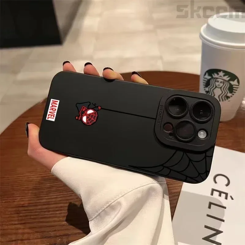 Marvel Cartoon Spiderman Phone Case For iPhone 16 15 Cases iPhone 14 13 12 11 Pro Max XS Max XR X 7 8 Plus Soft Silicone Cove - náhled 2