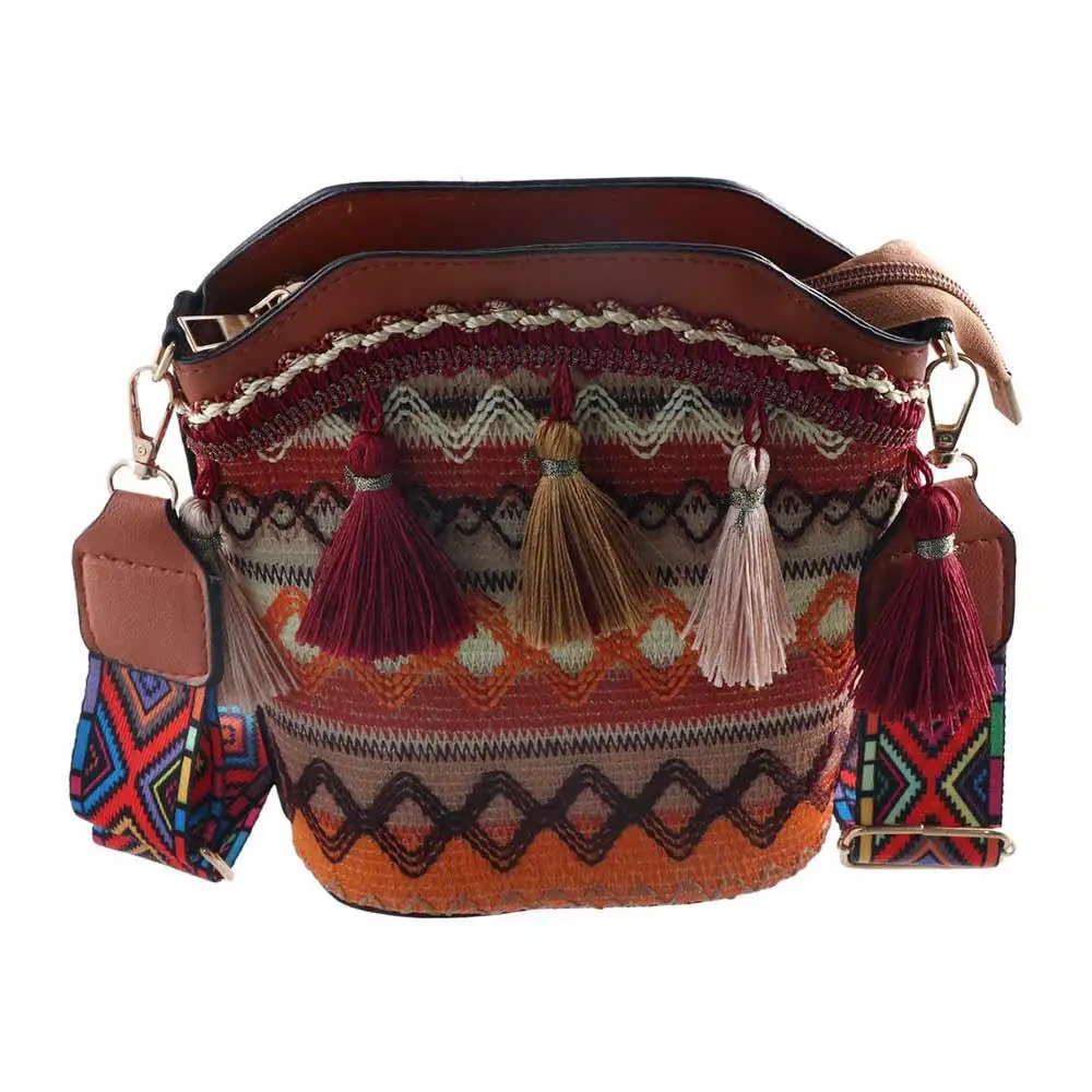 

Korean Style Woven Bag All-match Geometric Handbag Bohemian Shoulder Bag Fringe Shoulder Bag Large Capacity Bag Women Bag