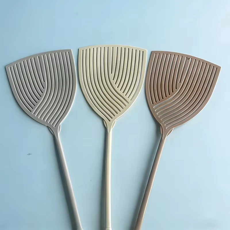 2pcs Striped Plastic Fly Swatter, Long Handle, Sturdy & Durable, Indoor Outdoor Household Pest Tool