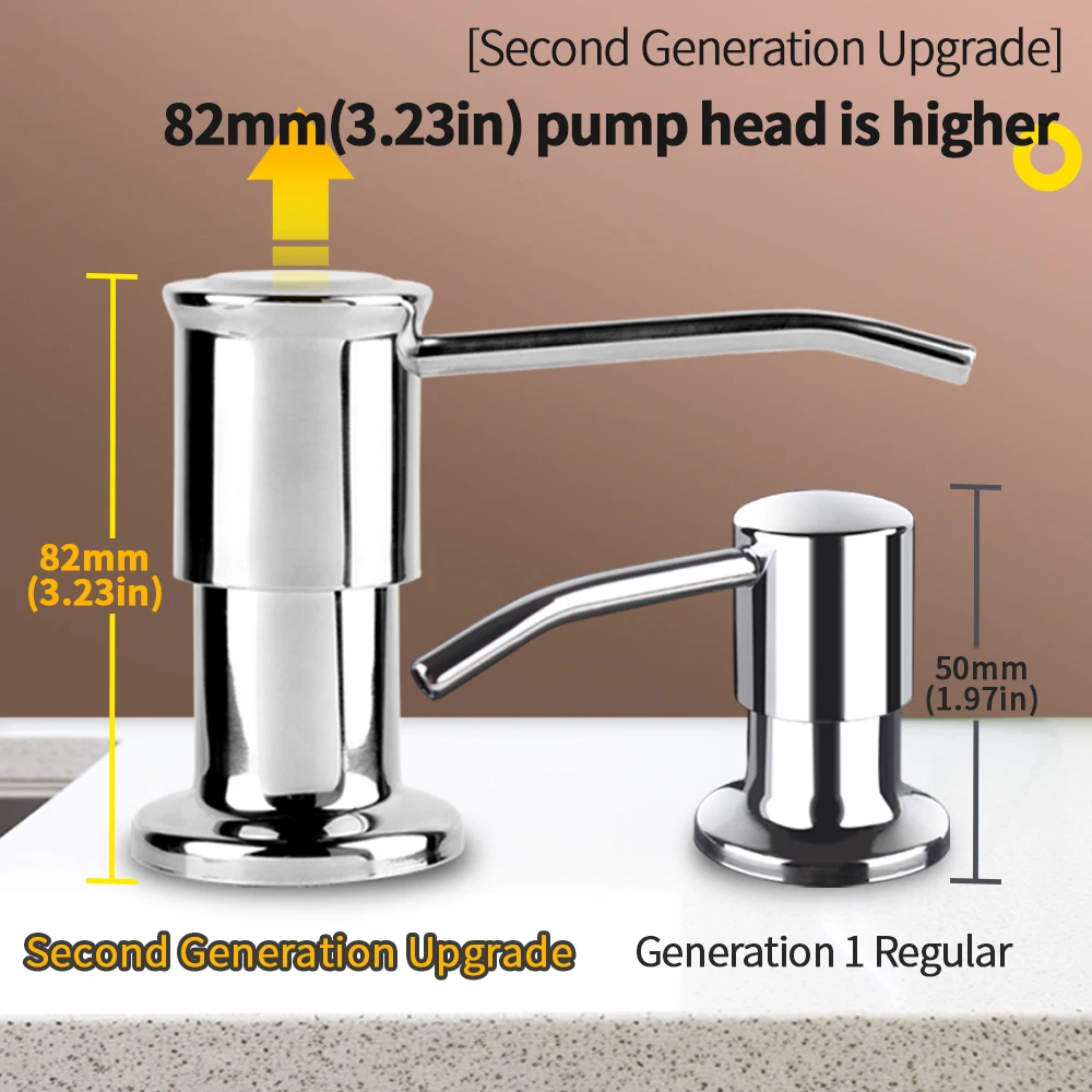 Gray Pump Head Stainless Steel Soap Dispenser for Kitchen Sink Built in Soap Dispenser Pump with 40\